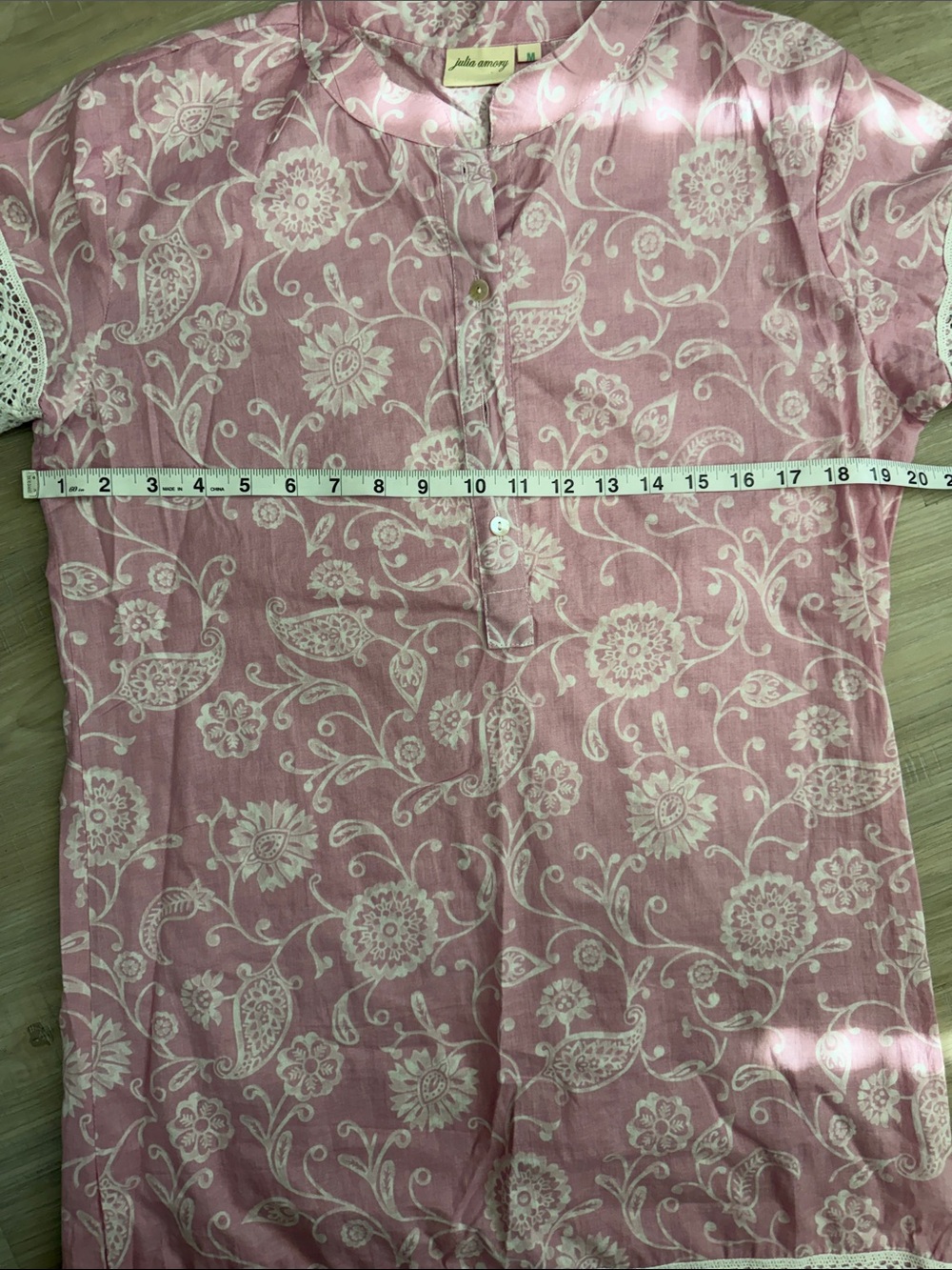 Julia Amory Pink and White Majorelle Caftan Paisley Maxi Dress.  Sz M - Picture 8 of 12